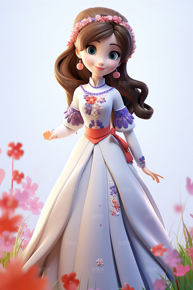 汉服赏花传统3D模型