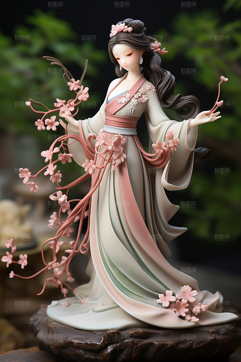 汉服赏花立体唯美模型