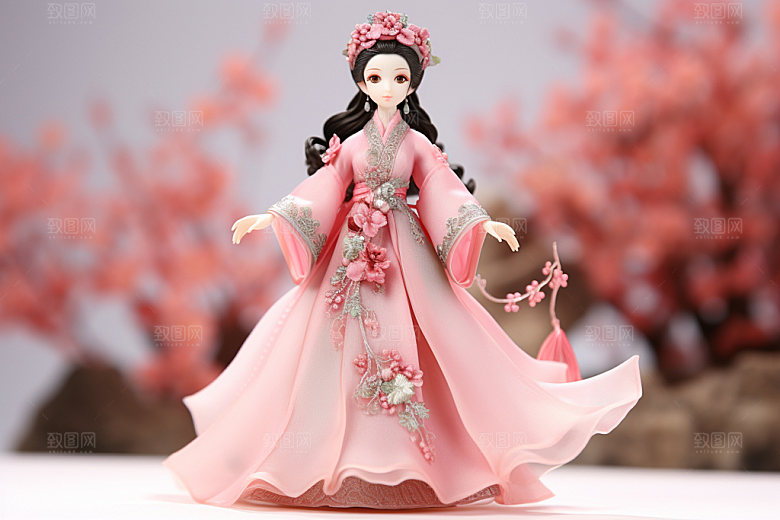 汉服赏花少女氛围模型