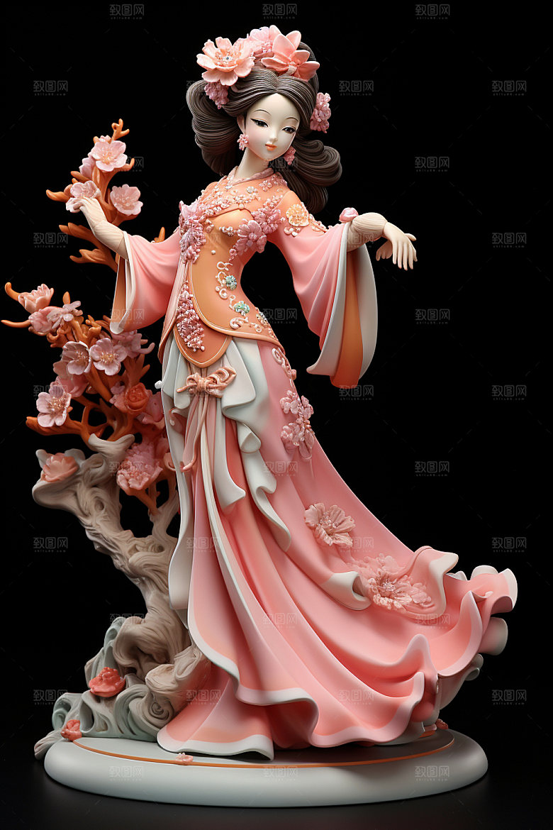 汉服赏花氛围少女模型
