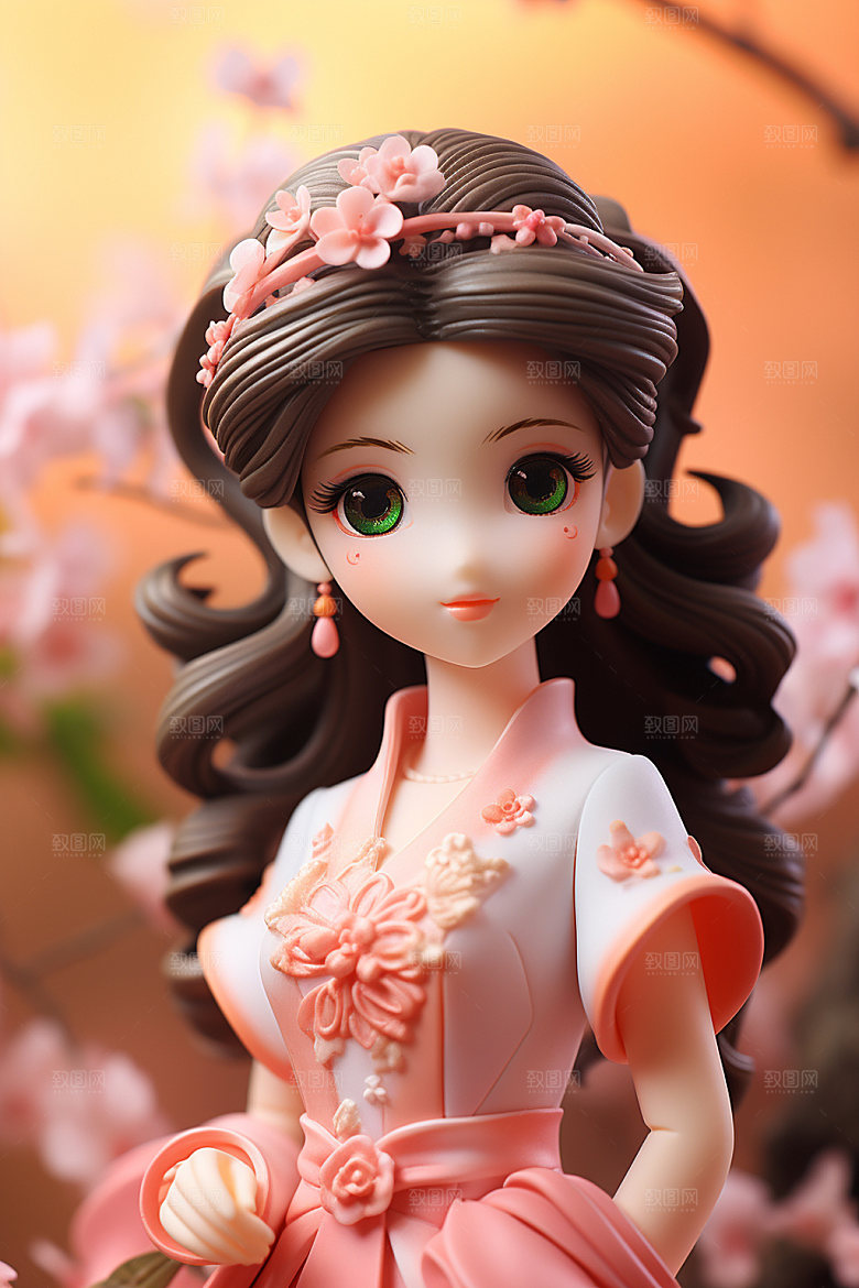 汉服赏花氛围浪漫模型