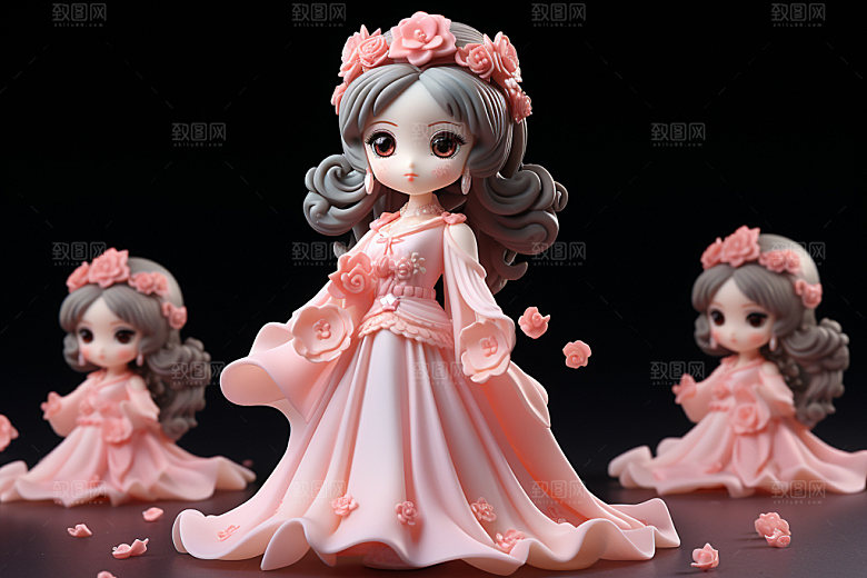 汉服赏花春天中式模型