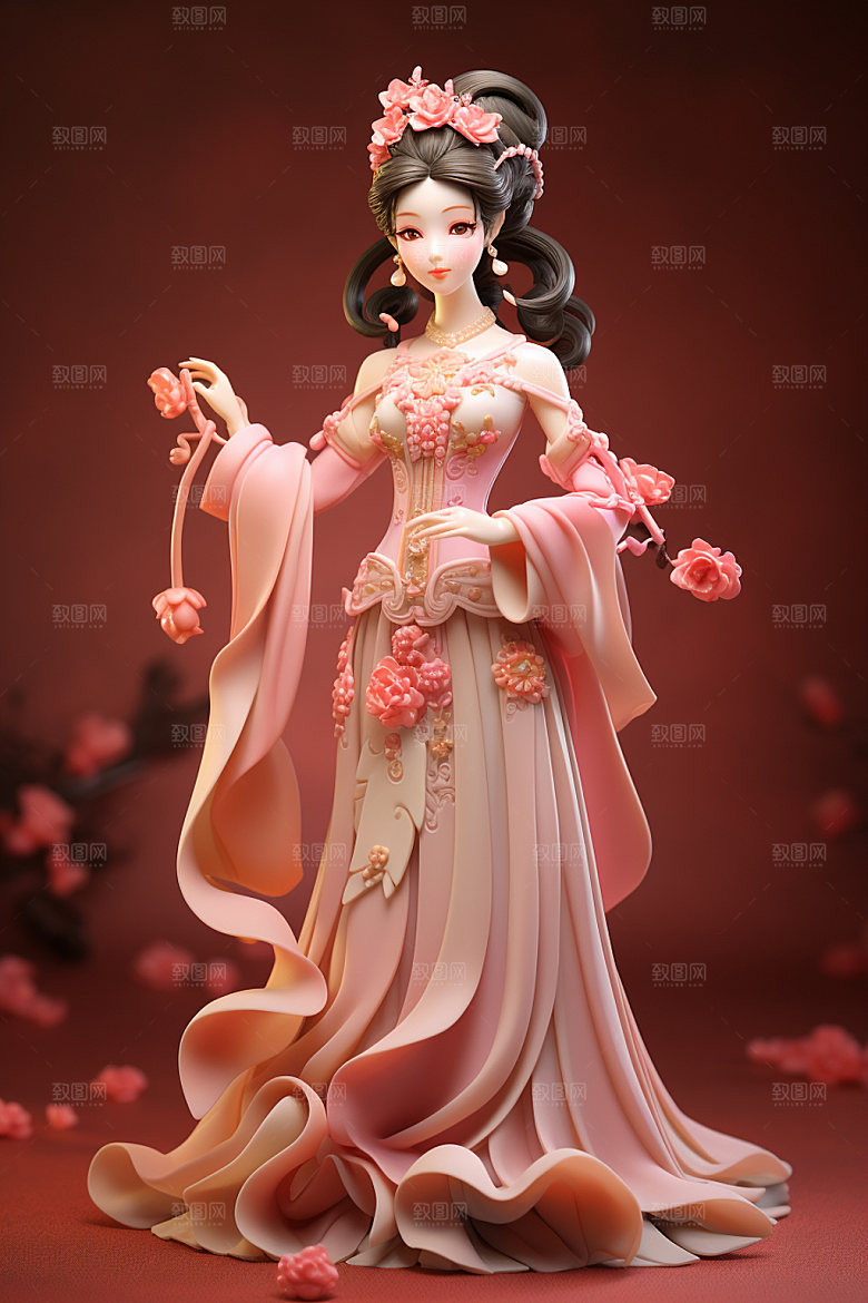 汉服赏花中国风氛围模型