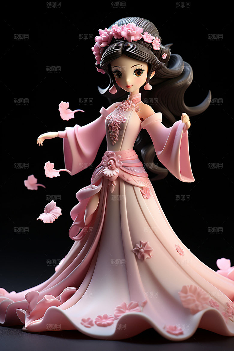 汉服赏花高清中式模型