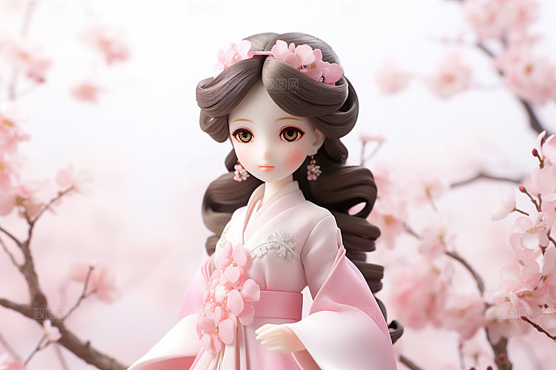 汉服赏花唯美高清模型