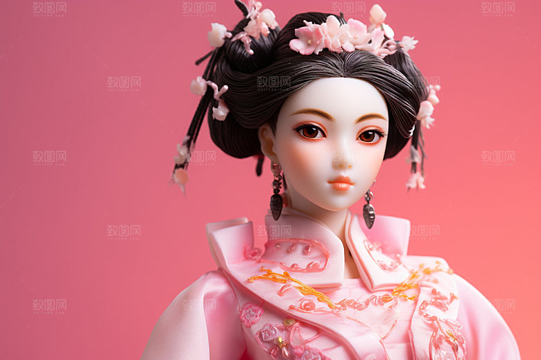 汉服赏花3D唯美模型