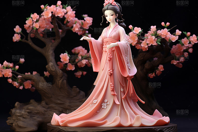 汉服赏花春天唯美模型