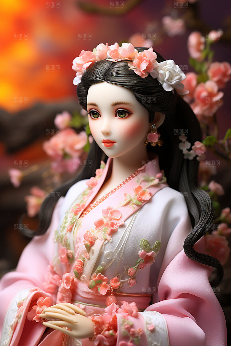 汉服赏花唯美中国风模型