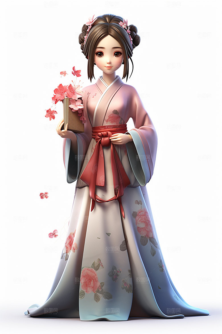 汉服赏花少女3D模型