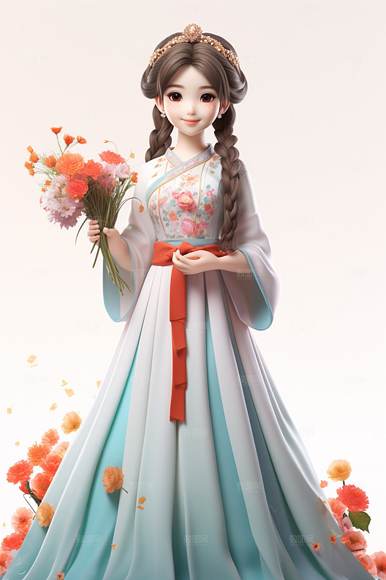 汉服赏花传统立体模型