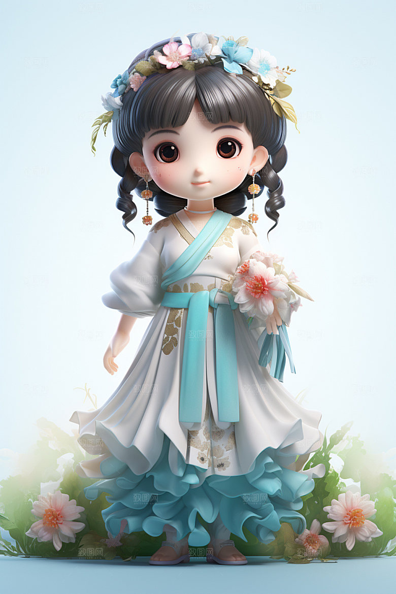 汉服赏花氛围中国风模型