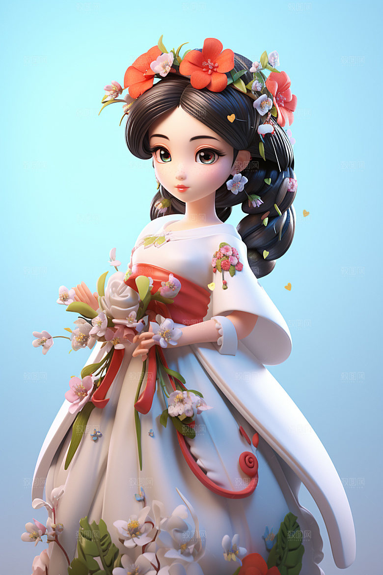 汉服赏花春天浪漫模型