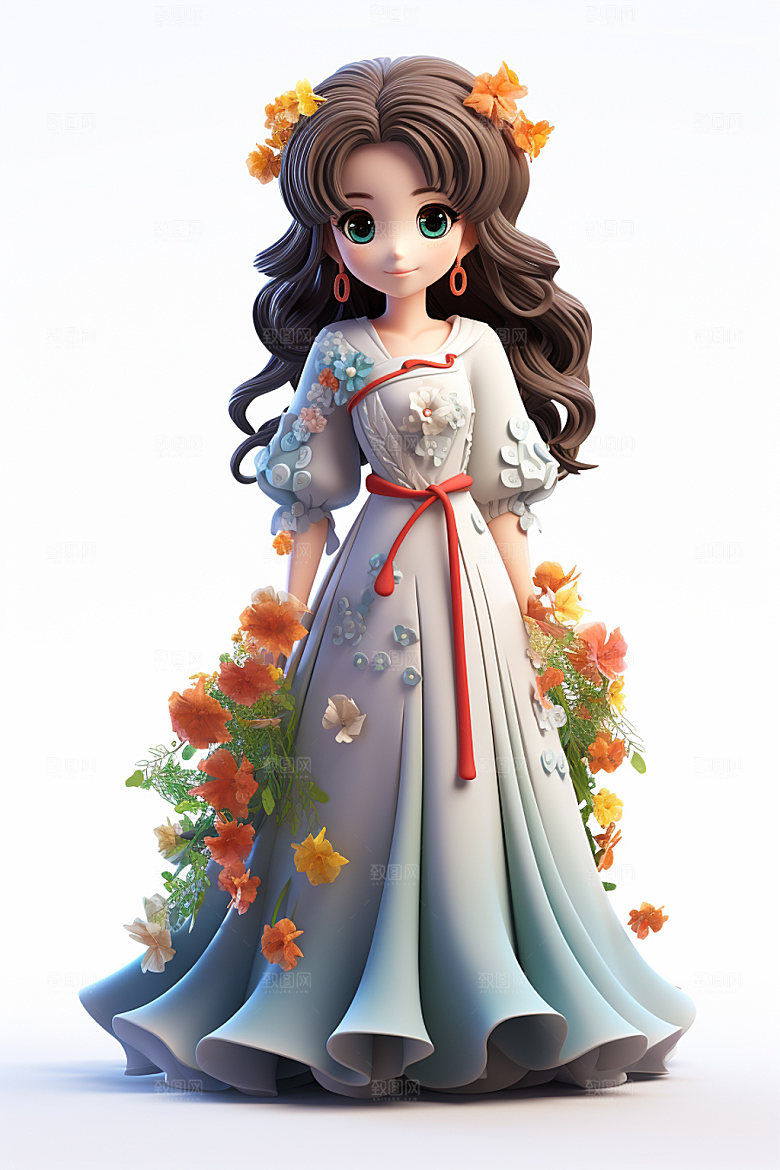 汉服赏花立体氛围模型