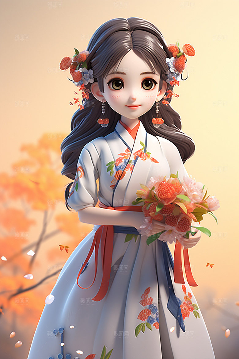 汉服赏花高清浪漫模型
