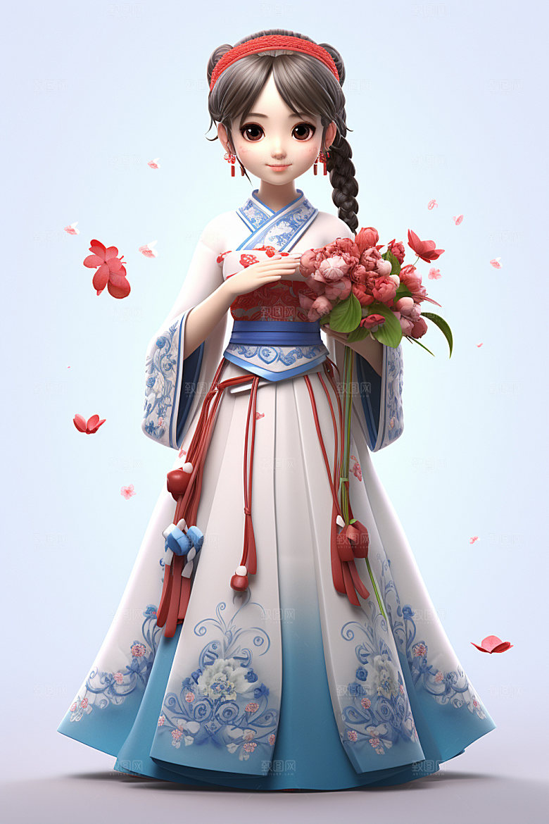 汉服赏花少女氛围模型