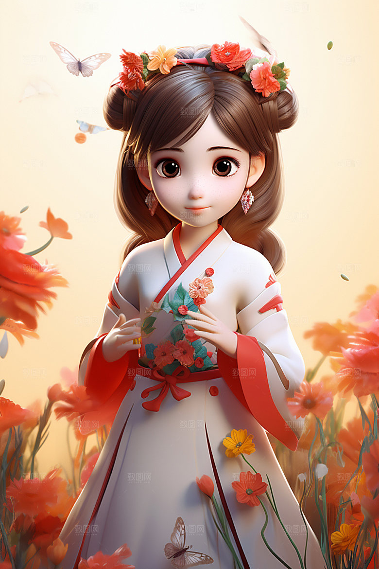 汉服赏花传统3D模型