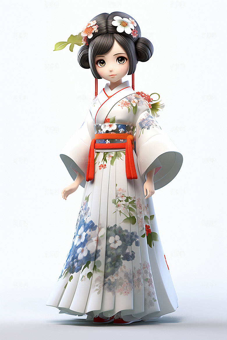 汉服赏花唯美3D模型