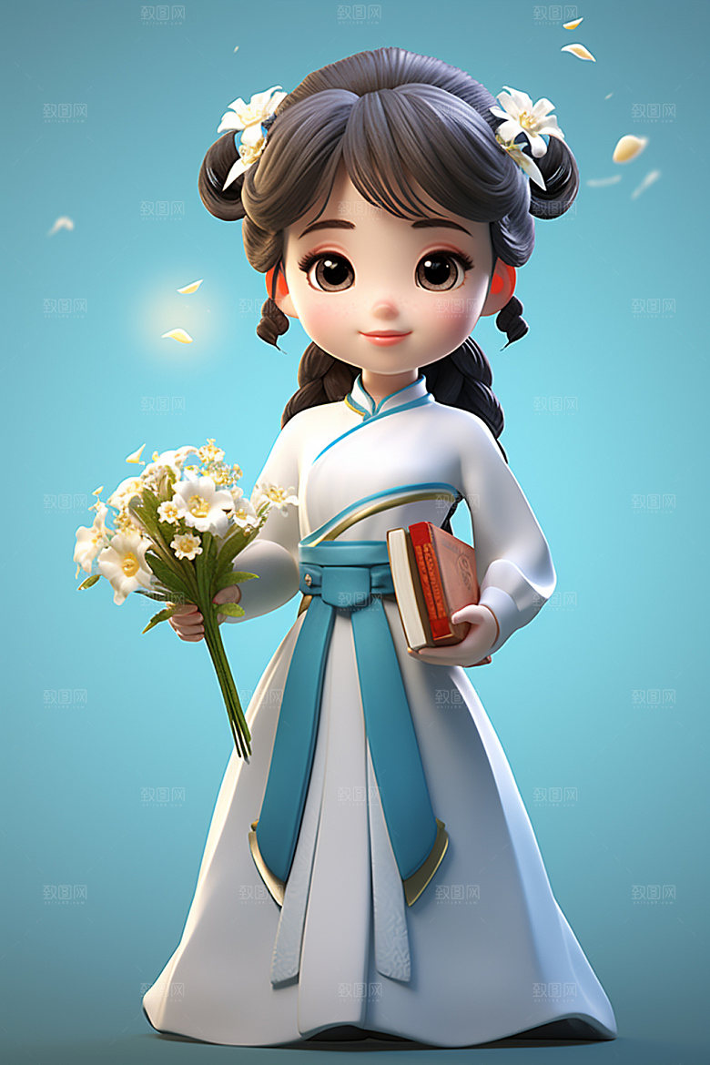 汉服赏花高清春天模型