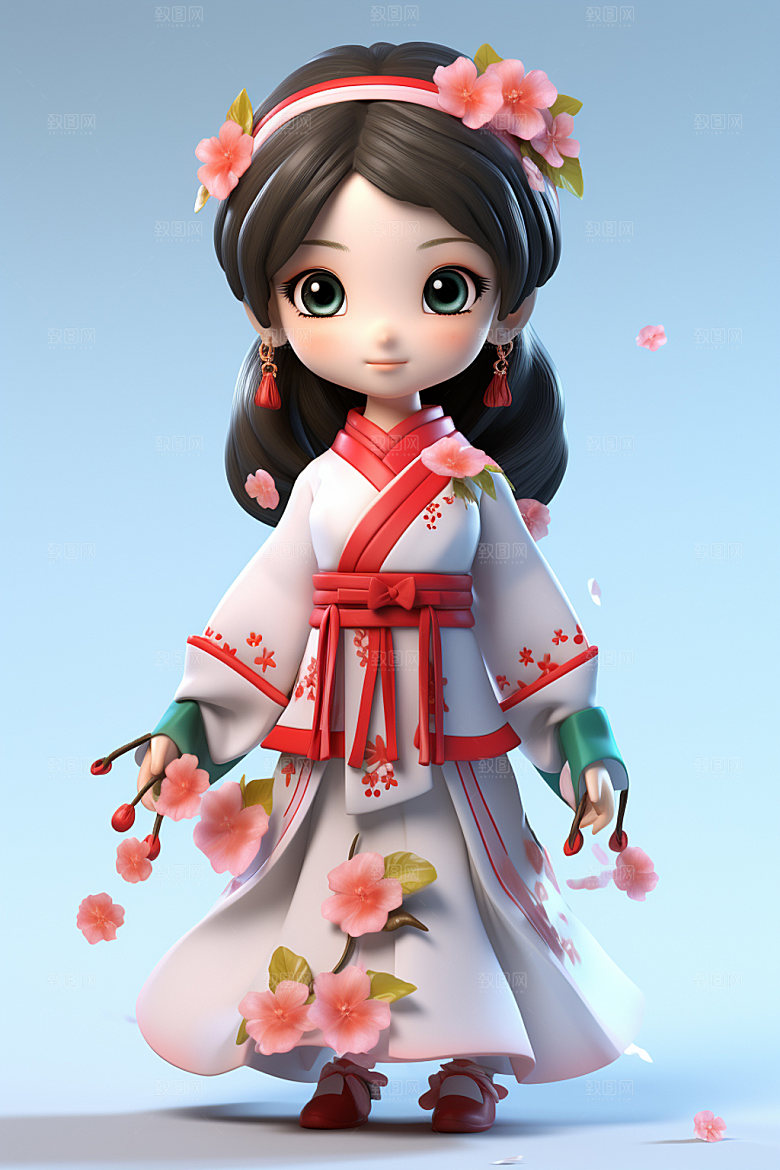 汉服赏花浪漫唯美模型