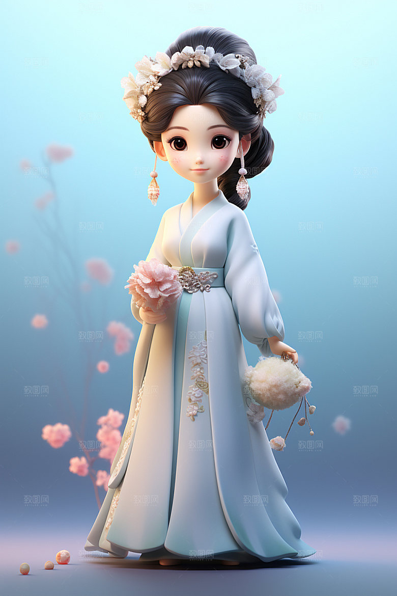 汉服赏花唯美春天模型