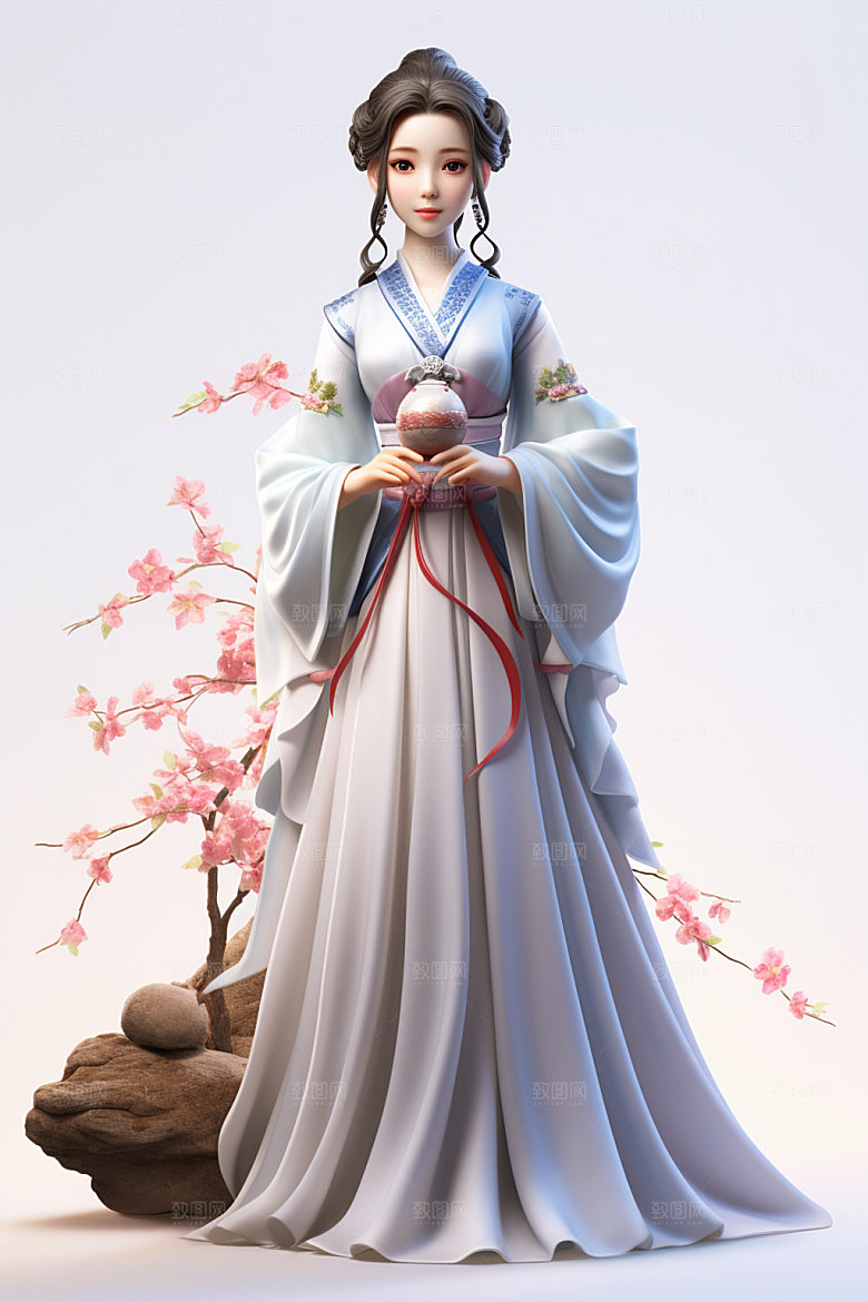 汉服赏花春天3D模型