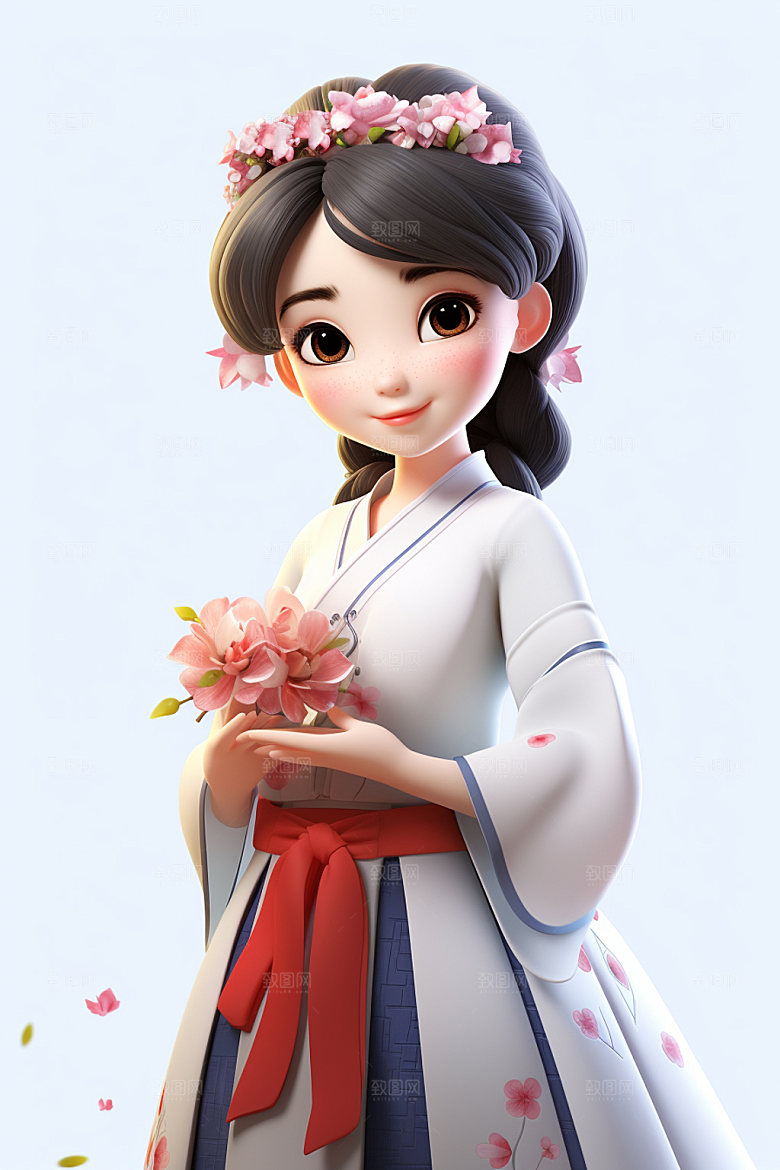 汉服赏花立体氛围模型