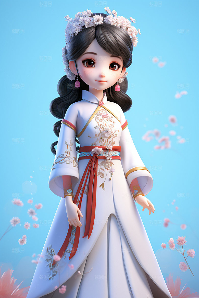 汉服赏花氛围高清模型