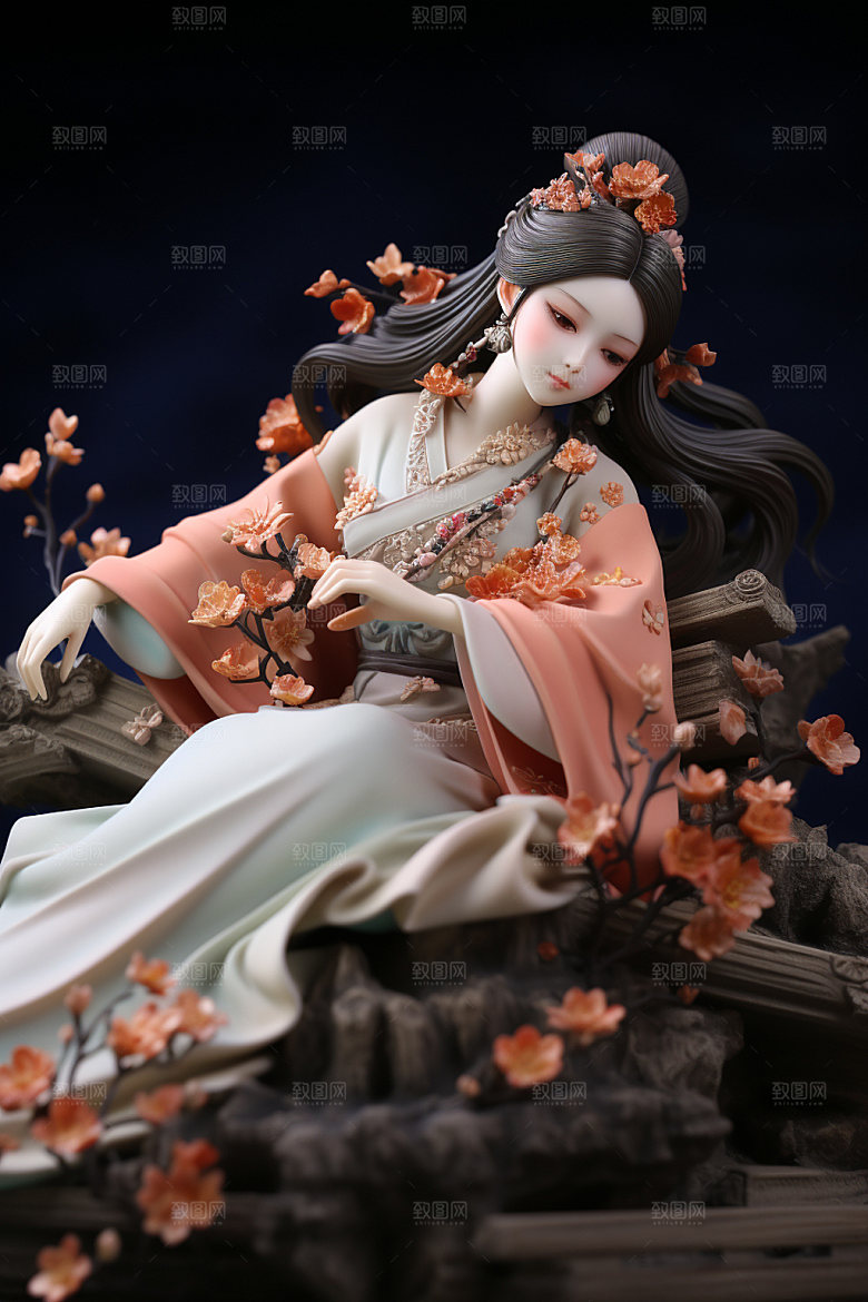 汉服赏花春天3D模型