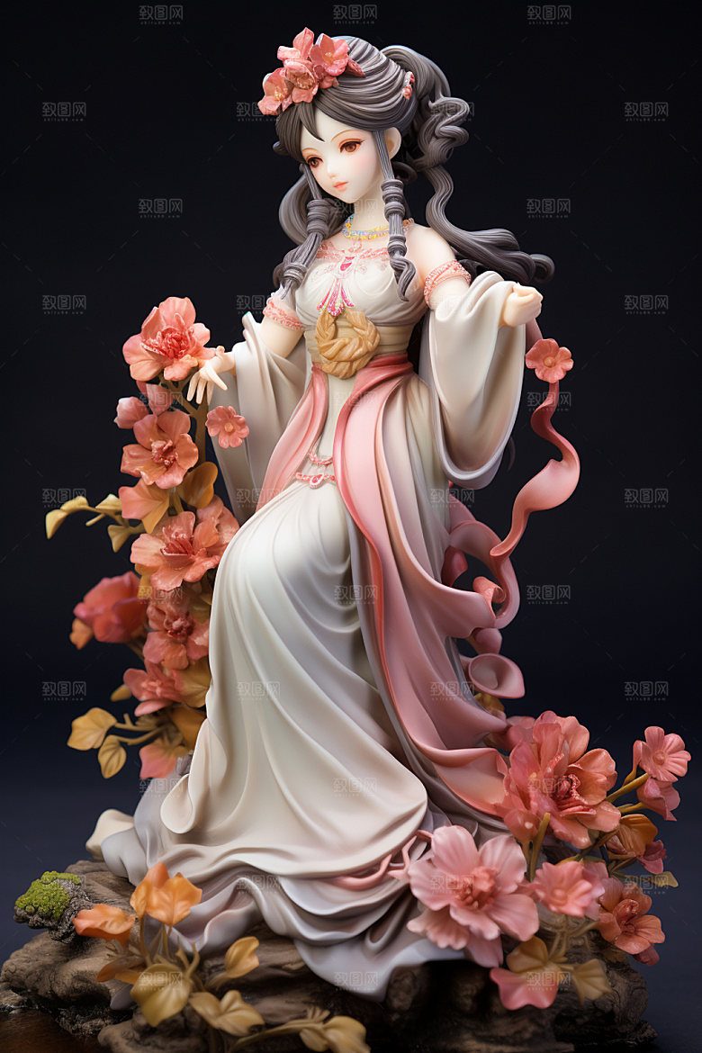 汉服赏花中式氛围模型