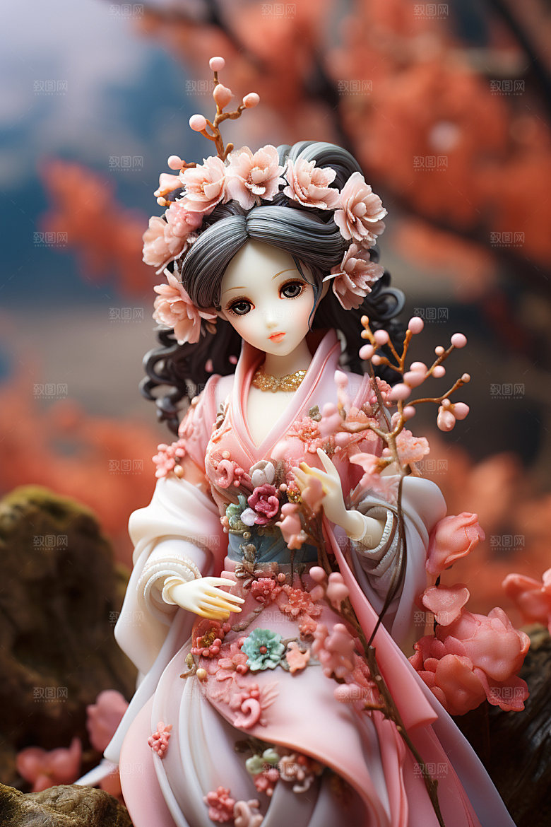 汉服赏花中式浪漫模型