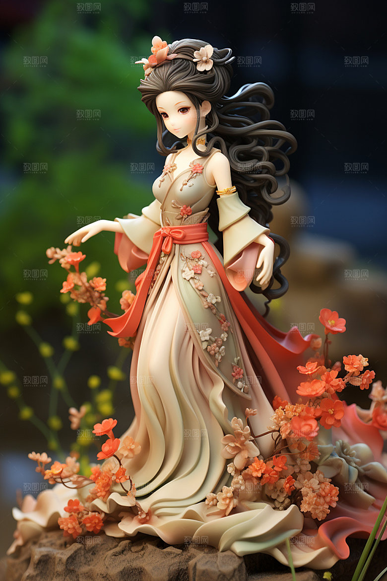 汉服赏花少女氛围模型