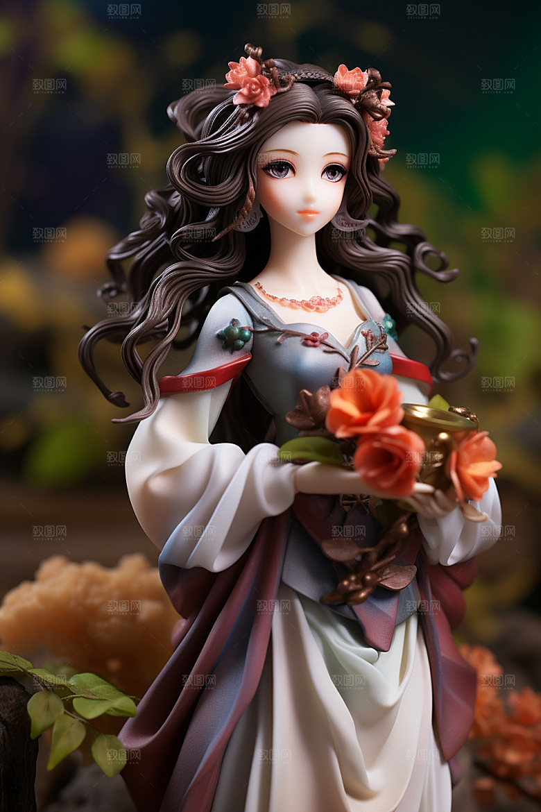 汉服赏花3D传统模型