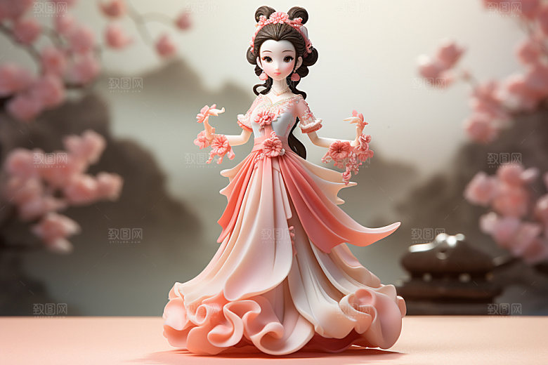 汉服赏花少女氛围模型