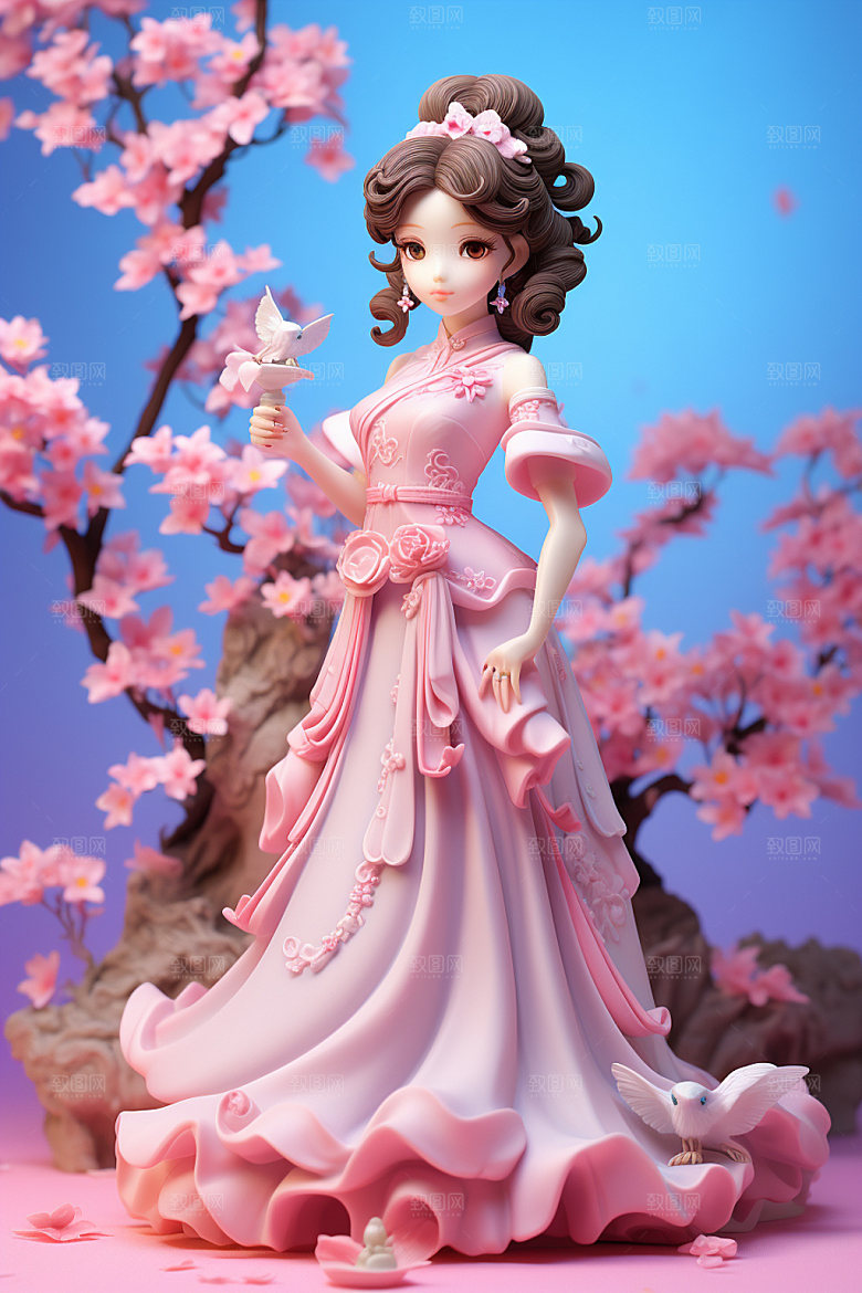 汉服赏花高清浪漫模型