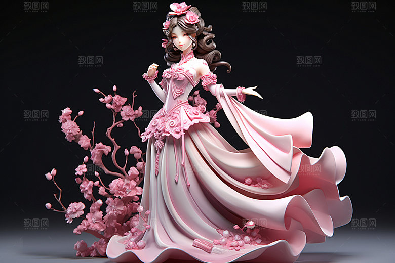 汉服赏花传统3D模型