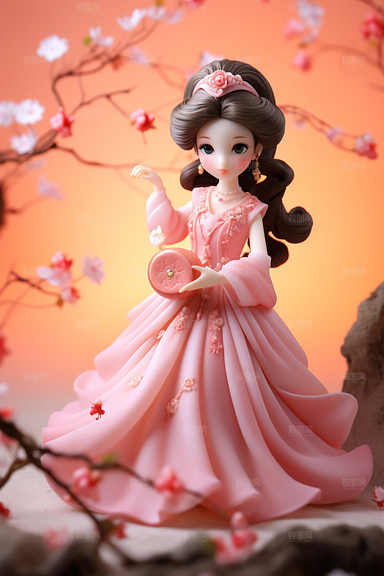 汉服赏花浪漫高清模型