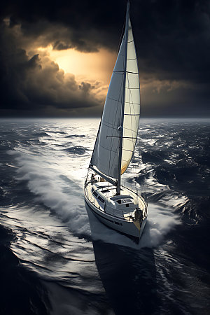 帆船乘风破浪海浪素材