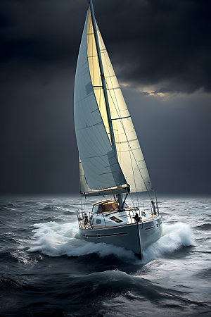 帆船高清海浪素材