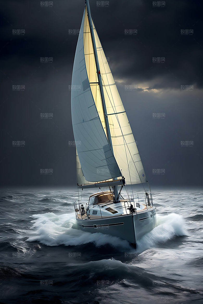 帆船高清海浪素材