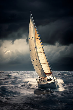 帆船海浪高清素材