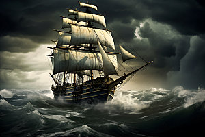 帆船乘风破浪航海素材