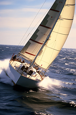 帆船乘风破浪航行素材