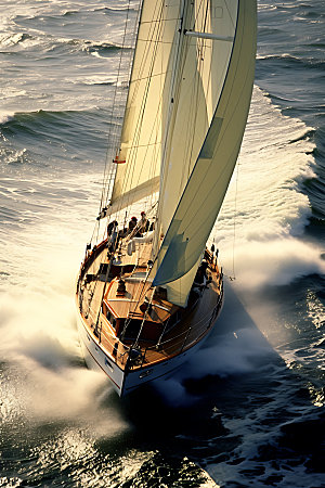 帆船乘风破浪高清素材