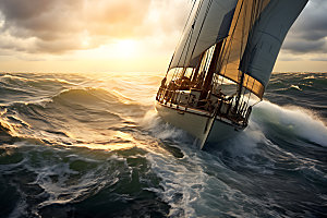 帆船大海乘风破浪素材