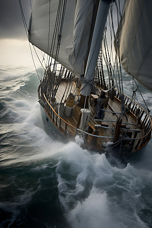 帆船乘风破浪大海素材