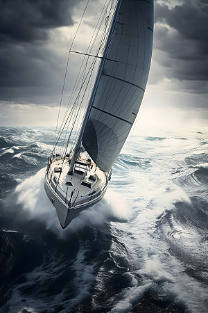 帆船海浪航海素材