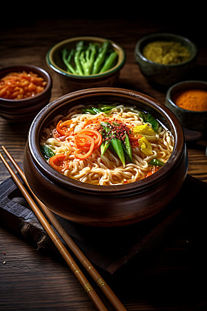 韩国料理高清拉面摄影图