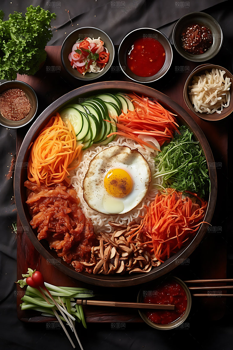 韩国料理拉面高清摄影图