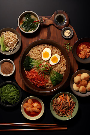 韩国料理拉面高清摄影图