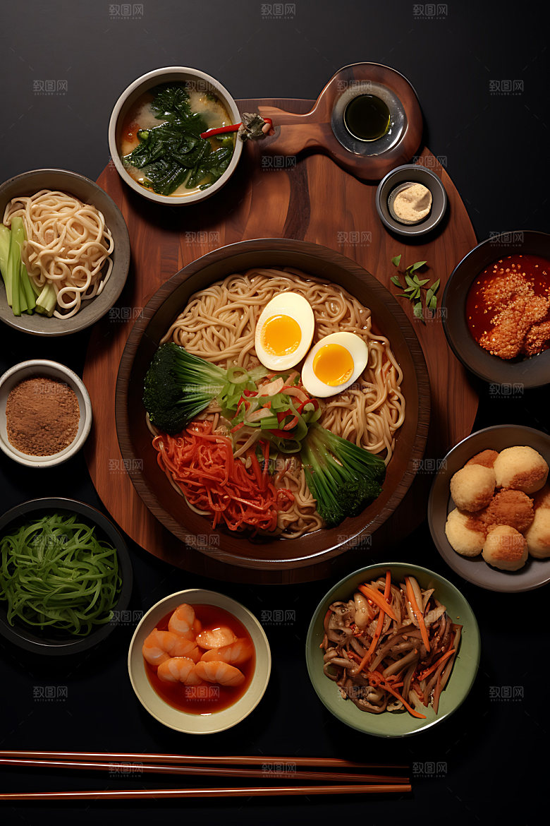 韩国料理拉面高清摄影图